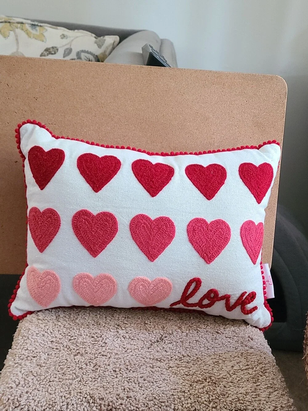 Hearts & Kisses Embroidered Hearts Love Valentine's Holiday Pillow 10